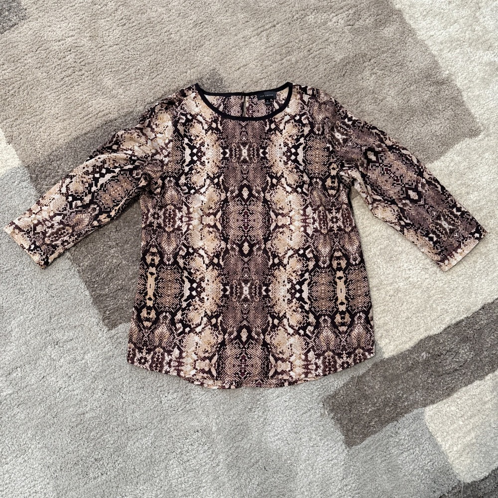 THE LIMITED Snake print 3/4 Sleeve Top Shirt Blouse M‎ Brown/Rose